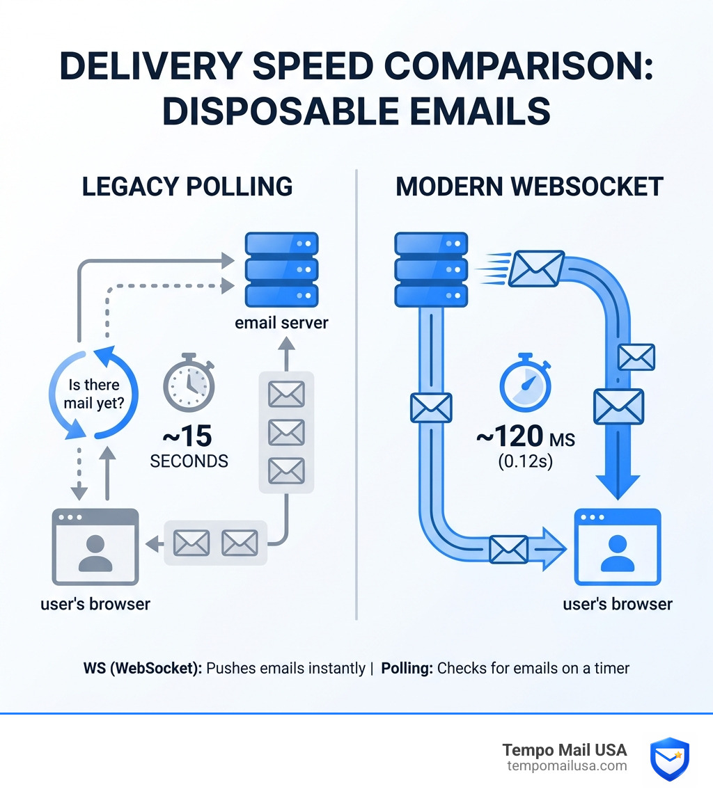 Which Is Better for Protecting Your Privacy: TempoMailUSA.com vs Temp-Mail.org? 2 Legacy polling vs modern WebSocket delivery speed comparison for disposable email services - tempomailusa.com vs